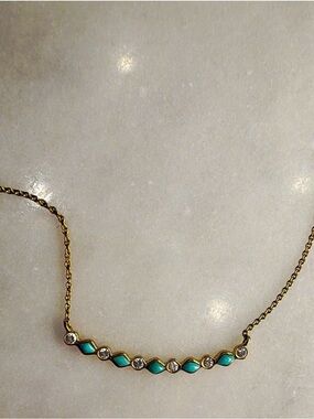 Sydney Evan Diamond and Turquoise Bezel Bar Necklace